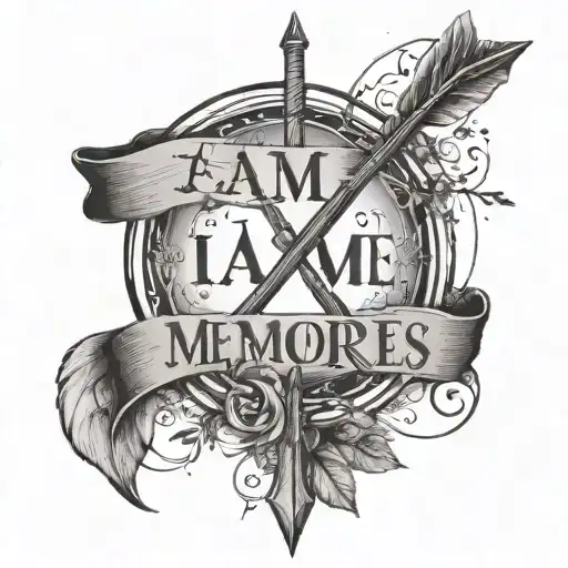 bow and arrow of quote I am made of memories  tattoo design idea