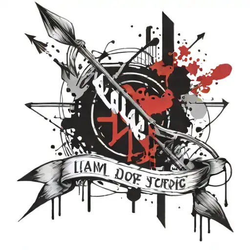 bow and arrow with quote "I am made of memories" tattoo design idea