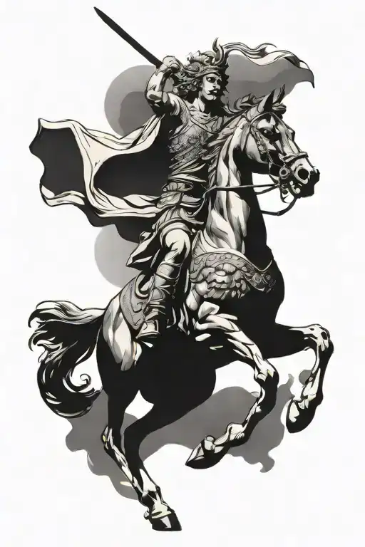 Alexander the great with eagle soaring tattoo design idea