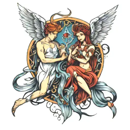 Angel and devil tattoo design idea