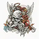 Angel and devil tattoo design idea