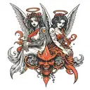 Angel and devil tattoo design idea