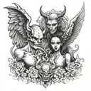 Devil and angel tattoo design idea