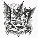 Devil and angel tattoo design idea