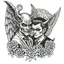 Devil and angel tattoo design idea