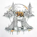 Chicago bears destroying London skyline tattoo design idea