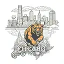Chicago bears destroying London skyline tattoo design idea