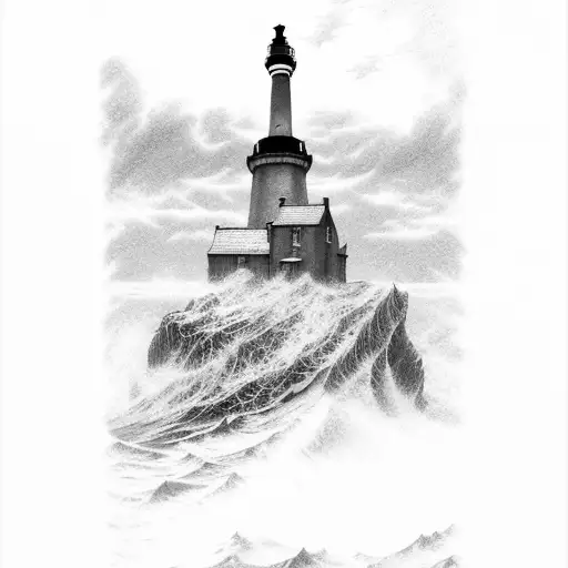 frozen sea storm lighthouse gustave dore tattoo design idea