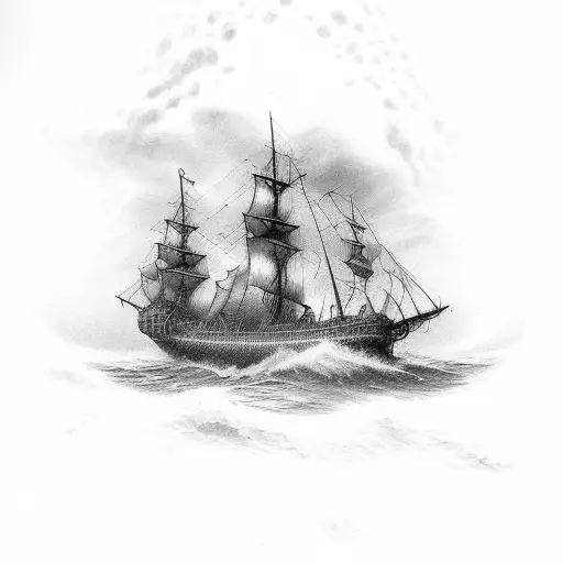 ghost ship stormy sea gustave dore dan seagrave tattoo design idea