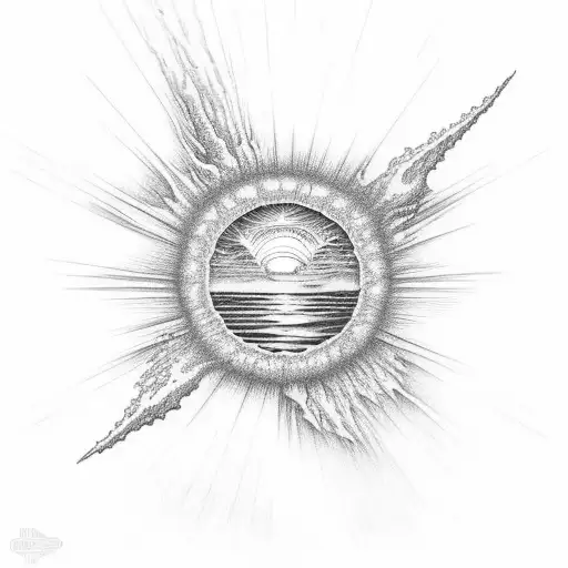 sea sunset gustave dore tattoo design idea