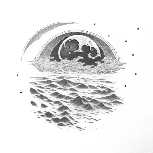 moon sea gustave dore depressing tattoo design idea