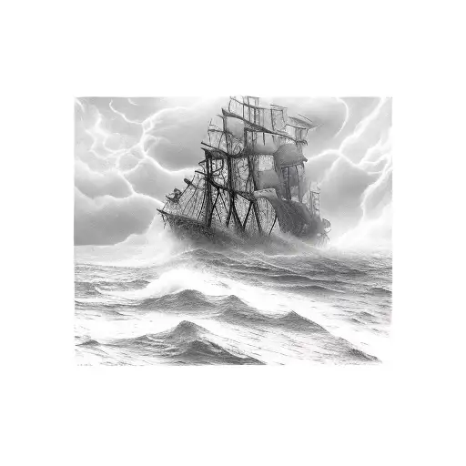 scary ghost ship stormy sea gustave dore dan seagrave tattoo design idea