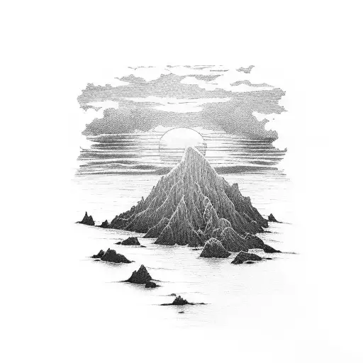 sea sunset gustave dore tattoo design idea