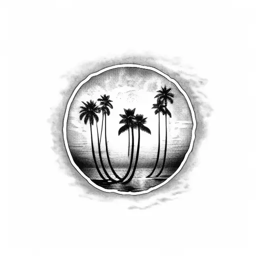 sea sunset palmtrees gustave dore dan seagrave tattoo design idea