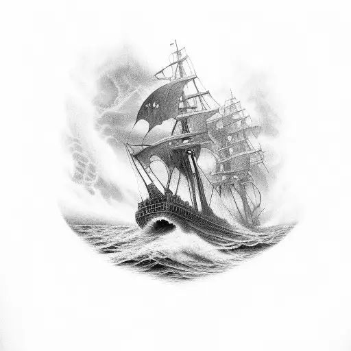 scary ghost ship stormy sea gustave dore dan seagrave tattoo design idea