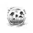 sea sunset palmtrees gustave dore tattoo design idea