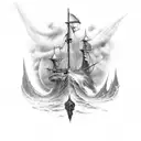 scary ghost ship stormy sea gustave dore dan seagrave tattoo design idea