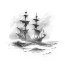 scary ghost ship stormy sea gustave dore dan seagrave tattoo design idea