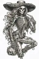 sexy rave girl dancing skeleton tattoo design idea