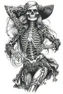 sexy rave girl dancing skeleton tattoo design idea