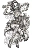 sexy rave girl dancing skeleton tattoo design idea