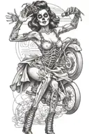sexy rave girl dancing skeleton tattoo design idea