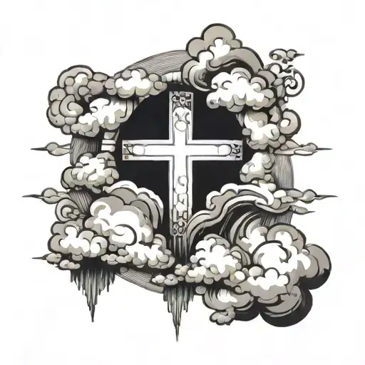 cross clouds surrounding tattoo design idea