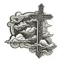 cross clouds surrounding tattoo design idea