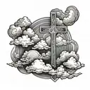 cross clouds surrounding tattoo design idea