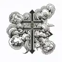 cross clouds surrounding tattoo design idea