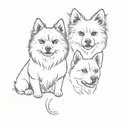  2pomeranians and 1 staffordshire bull terrier tattoo design idea