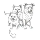  2pomeranians and 1 staffordshire bull terrier tattoo design idea