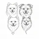  2pomeranians and 1 staffordshire bull terrier tattoo design idea