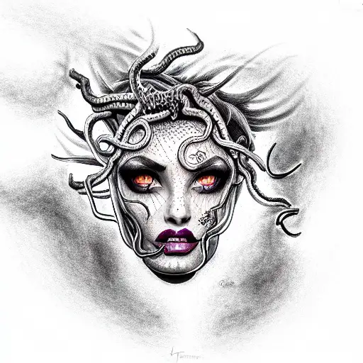 Realism "Medusa Evil" Tattoo Idea - BlackInk AI