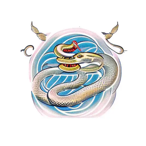 lion snake and swallow tattoo design idea