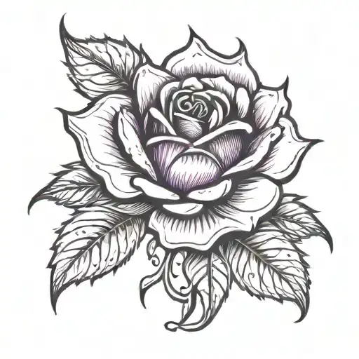a rose with purple fire details  tattoo design idea