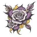 a rose emanating purple fire  tattoo design idea