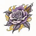a rose emanating purple fire  tattoo design idea