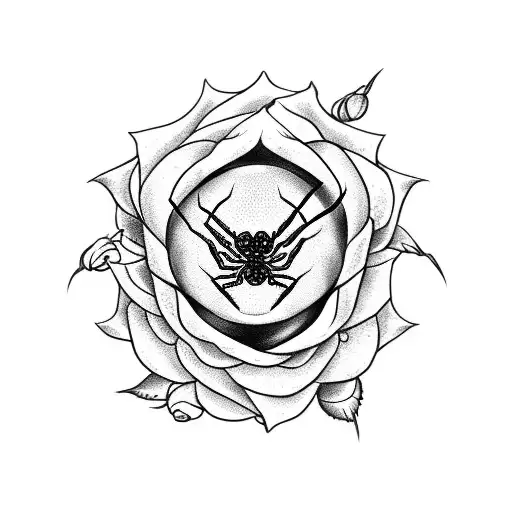 2d spider with roses tattoo design idea