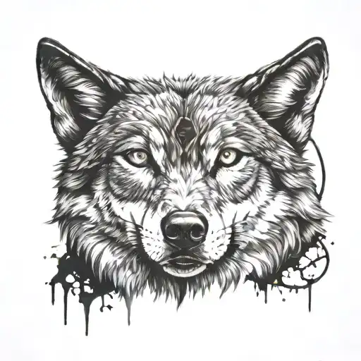 wolf and blood moon tattoo design idea