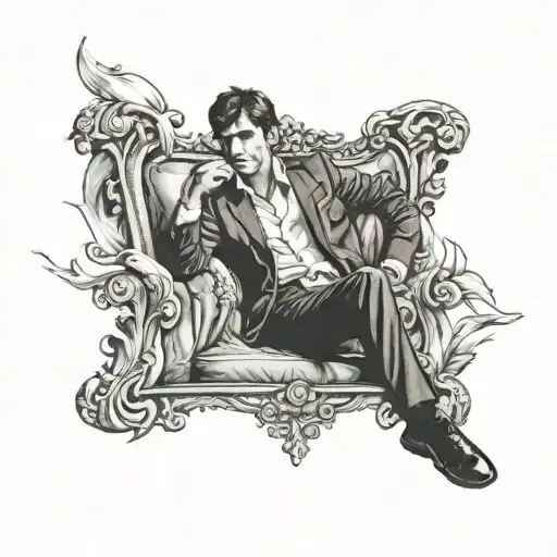 Tony Montana sitting tattoo design idea