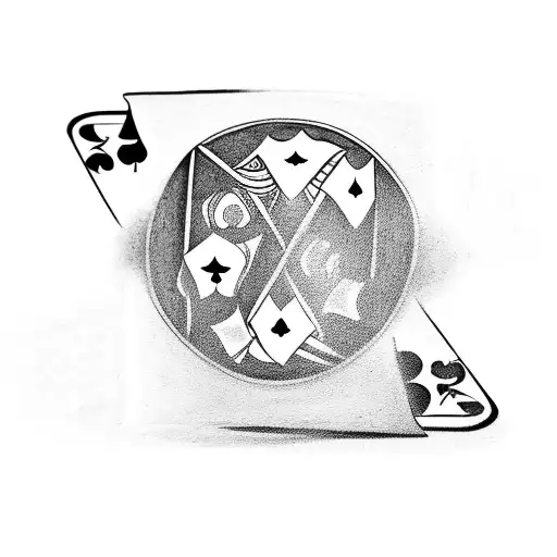 A tattoo design of a deck of cards with pool balls, dice, and darts incorporated into the design tattoo design idea