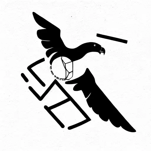 falcon and ancient Slavic runes tattoo design idea