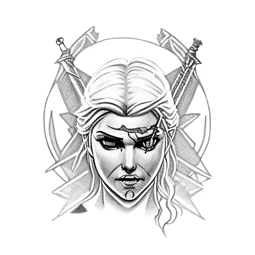 the Witcher and ciri tattoo design idea