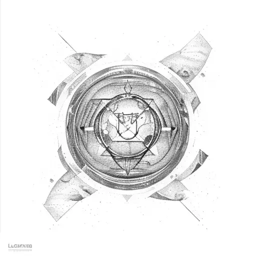 leo sign with a vein lines circled with a astronomical of a devastated and a different storyy going inside the door to b tattoo design idea