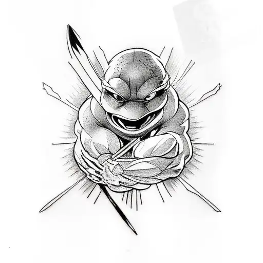 Raphael the Teenage Mutant Ninja Turtle and Wolverine tattoo design idea