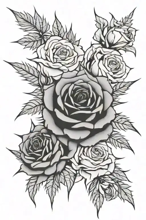 Roses with spines crown tattoo design idea