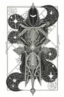 khonshu(moon knight version) on a tarot card in abstract design  tattoo design idea