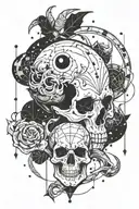skull and capricorn and aquarius constellation tattoo design idea