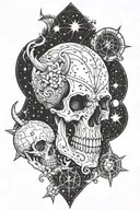 skull and capricorn and aquarius constellation tattoo design idea
